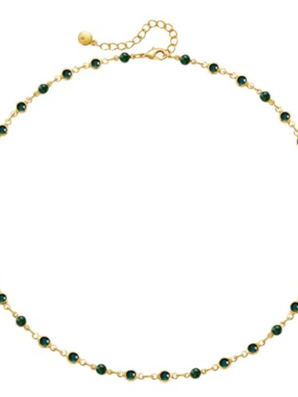 18k Gold Plated Emerald Station Necklace Dainty Rhinestone Choker